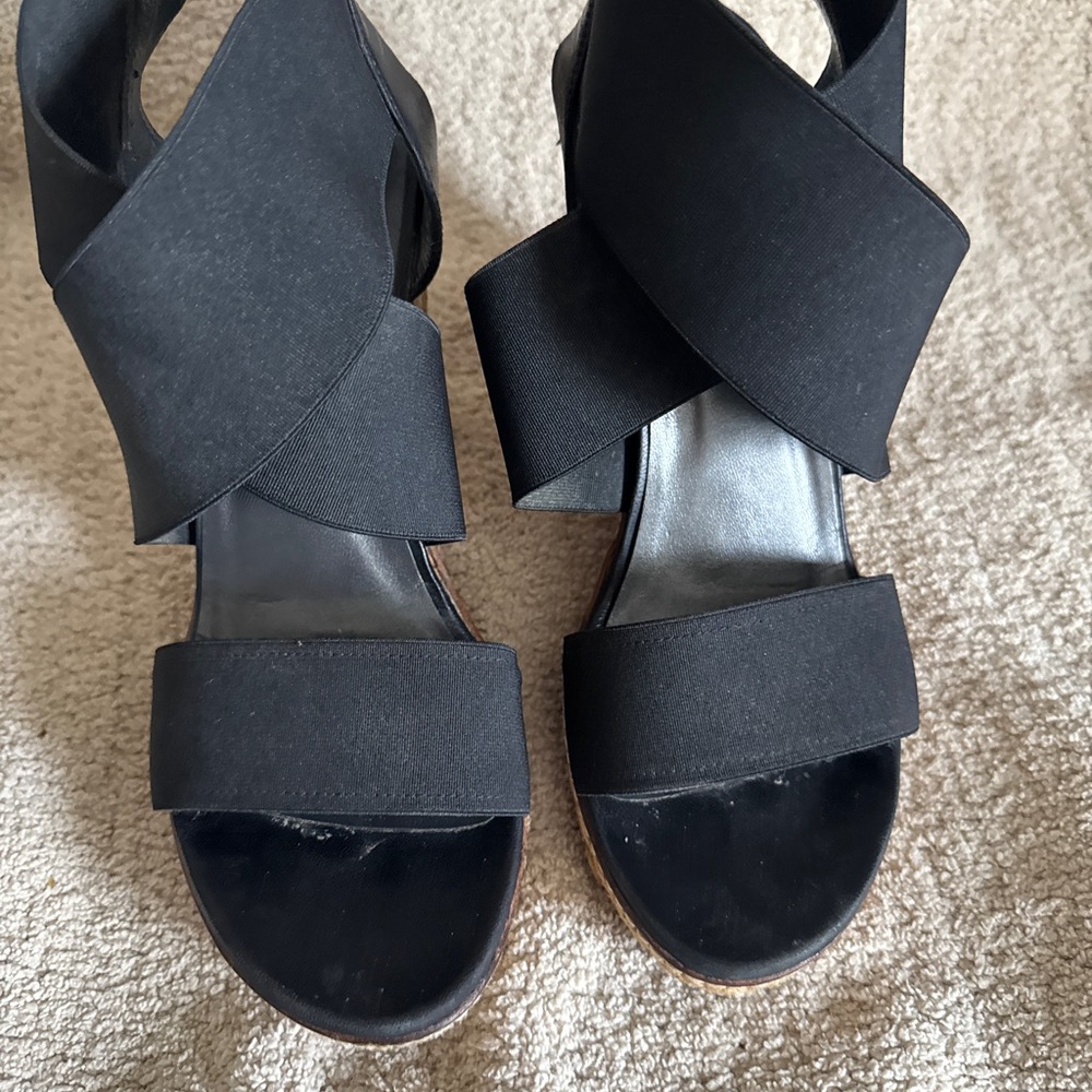 Stuart Weitzman Black Women's Wedge Sandals